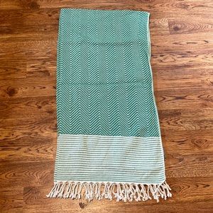 Green and White Blanket Throw